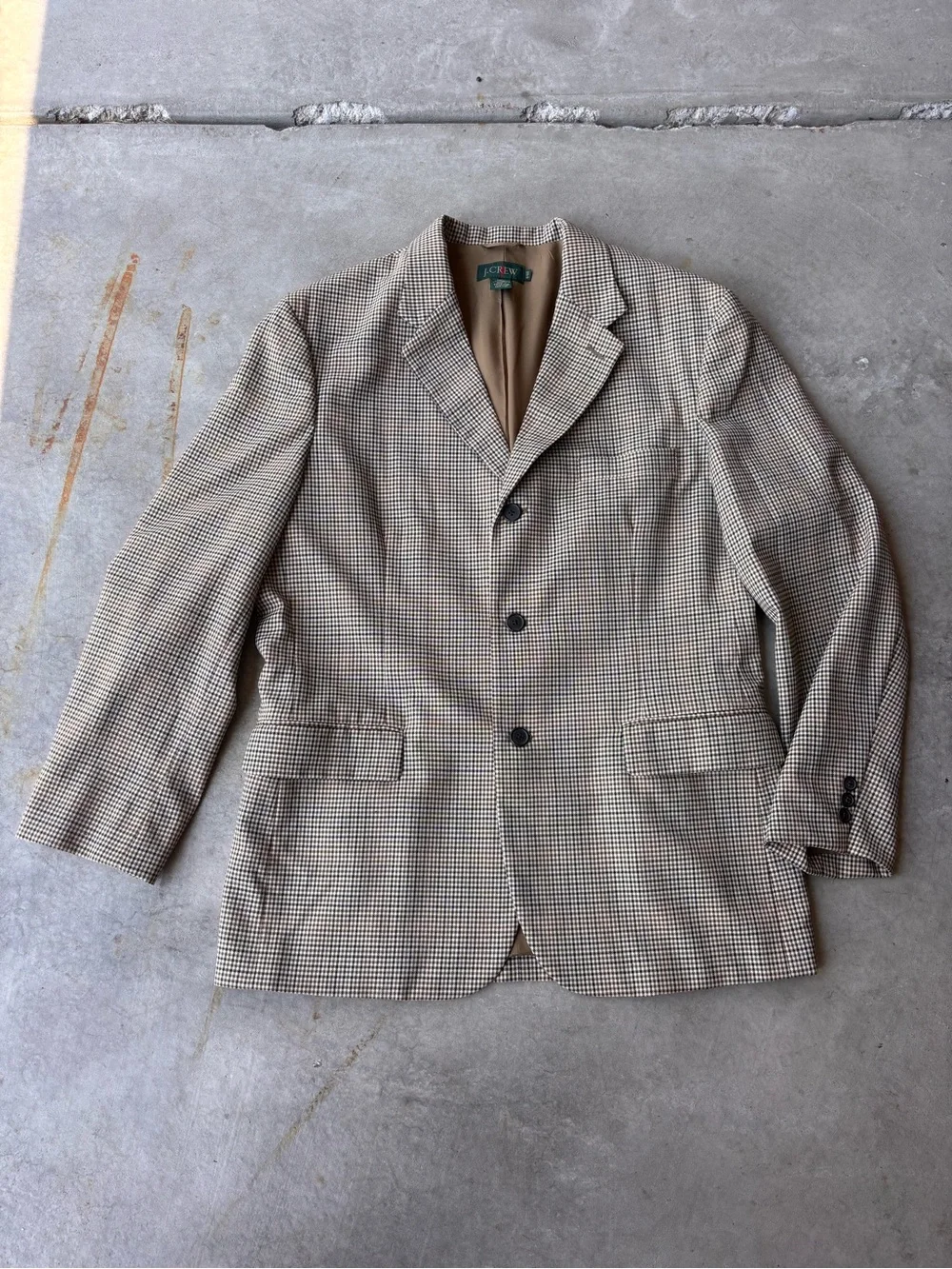J.Crew Vintage 90s 100% Wool Houndstooth Blazer Sport Coat size 44R